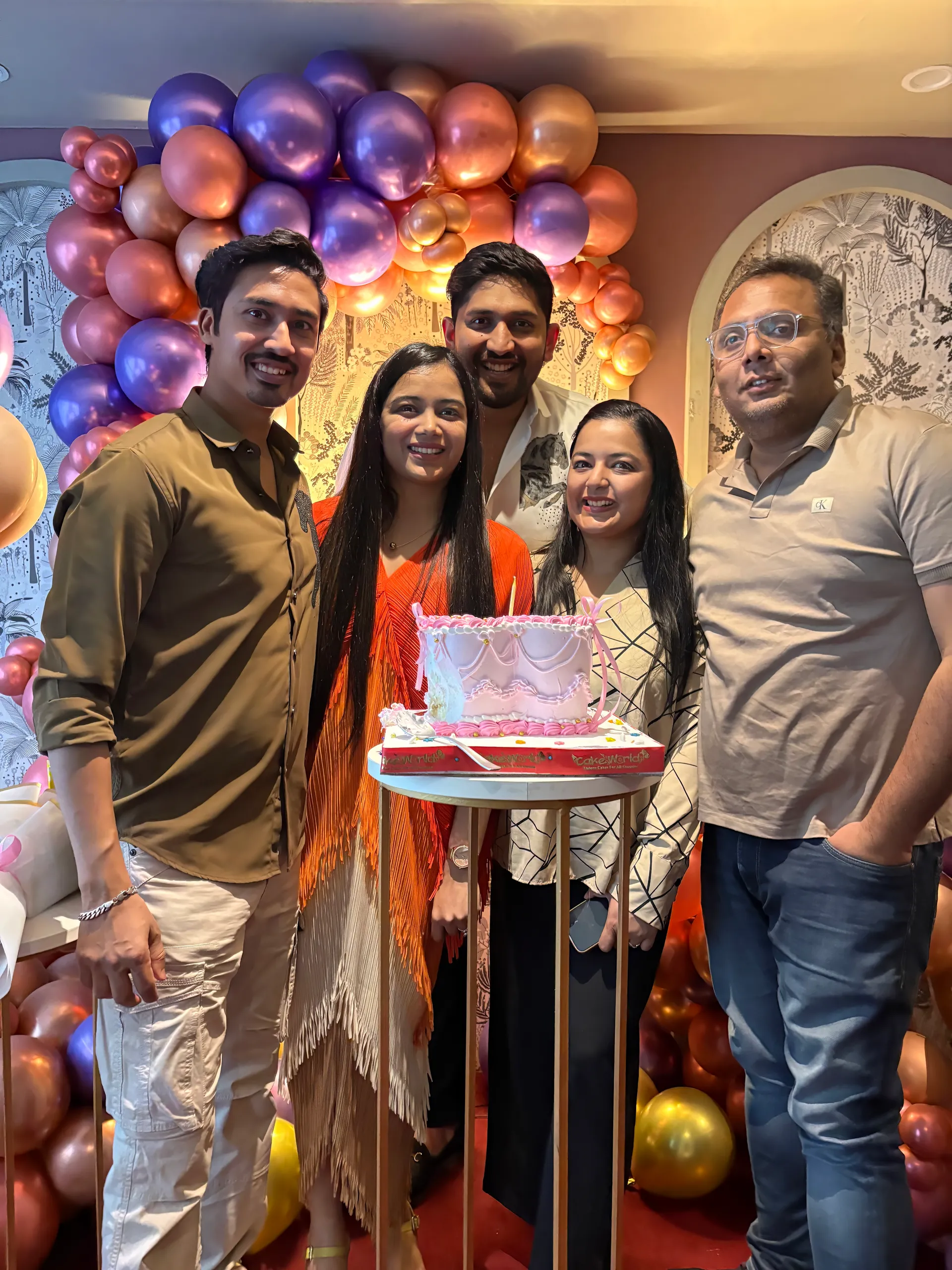 Birthday Group Celebration with Cake